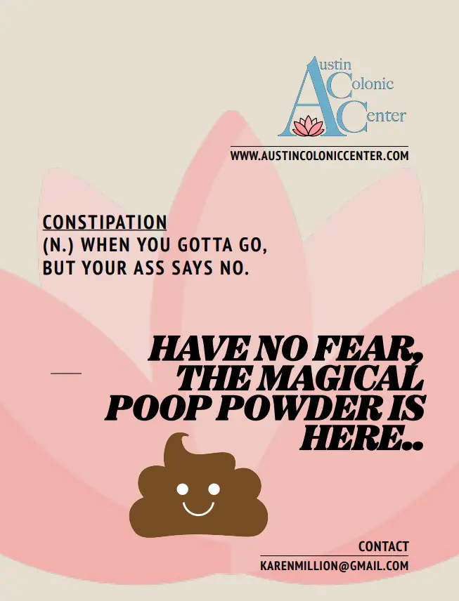 Magical poop powder promotional graphic